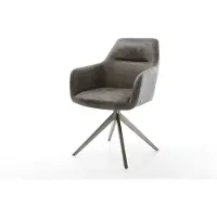 DELIFE Chaise-pivotante Pejo-Flex microvelours gris antique pied croisé large grafiete pivotement sur 360° fonction bascule ressorts ensachés