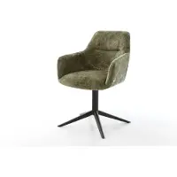 DELIFE Chaise-pivotante Pejo-Flex chenille olive pied de chaise 4 branches noir pivotement sur 360° fonction bascule ressorts ensachés
