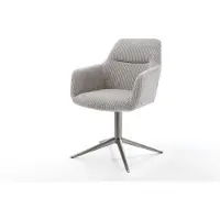 DELIFE Chaise-pivotante Pejo-Flex côtelé gris argenté pied de chaise 4 branches grafiete pivotement sur 360° fonction bascule ressorts ensachés