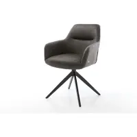 DELIFE Chaise-pivotante Pejo-Flex microvelours anthracite vintage pied croisé large noir pivotement sur 360° fonction bascule ressorts ensachés