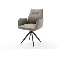 DELIFE Chaise-de-salle-à-manger Zoa-Flex cuir de vache couleur boue pied croisé angulaire noir ressorts ensachés