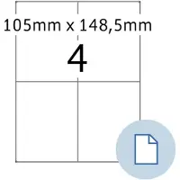 Herma Étiquettes de feuille 58104, adhésives en permanence, très adhésives, résistantes aux intempéries, imprimables, L 105 x H 148,5 mm, film PE, blanc, 1000 pièces/250 feuilles