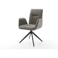 DELIFE Chaise-pivotante Vinja-Flex bouclé doux couleur boue pied croisé large noir pivotement sur 360° fonction bascule