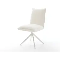 DELIFE Chaise-pivotante Lelio-Flex bouclé doux beige pied croisé large blanc pivotement sur 360° fonction bascule resorts ensachés