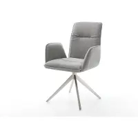 DELIFE Chaise-pivotante Vinja-Flex tissu structuré doux gris pied croisé large acier inoxydable pivotement sur 360° fonction bascule