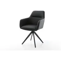 DELIFE Chaise-de-salle-à-manger Pejo-Flex cuir de vache noir pied croisé angulaire noir ressorts ensachés