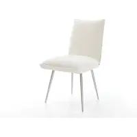 DELIFE Chaise-de-salle-à-manger Lelio-Flex bouclé doux beige 4 pieds coniques acier inoxydable resorts ensachés