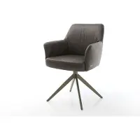 DELIFE Chaise-pivotante Xana-Flex microvelours anthracite vintage pied croisé large aspect titane pivotement sur 360° fonction bascule ressorts ensachés