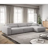 DELIFE Canapé d'angle Sirpio XL 370x170 cm Velours côtelé Gris argenté Recamiere variable