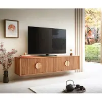 DELIFE Meuble-TV Surimu 175 cm acacia marron clair 4 portes poignée liège flottante