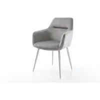 DELIFE Chaise-de-salle-à-manger Pejo-Flex velours gris 4 pieds coniques acier inoxydable brossé ressorts ensachés