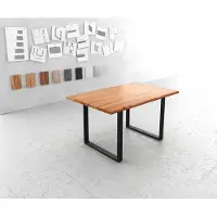 DELIFE Table-à-manger Edge 140x90 Acacia Nature Métal noir Live-Edge