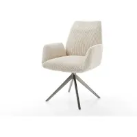 DELIFE Chaise-pivotante Zoa-Flex côtelé beige pied croisé large grafiete pivotement sur 360° fonction bascule ressorts ensachés