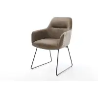DELIFE Chaise-de-salle-à-manger Pejo-Flex microvelours taupe vintage pied trapèze noir ressorts ensachés
