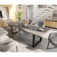 DELIFE Table à manger Edge 260x100 XL acacia platine patin noir Live-Edge