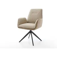 DELIFE Chaise-pivotante Zoa-Flex tissu mixte couleur boue pied croisé large noir pivotement sur 360° fonction bascule ressorts ensachés