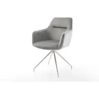 DELIFE Chaise-de-salle-à-manger Pejo-Flex velours gris pied croisé conique acier inoxydable brossé ressorts ensachés