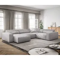 DELIFE Canapé panoramique Sirpio XL 360x260 cm Velours côtelé Gris argenté Recamiere variable