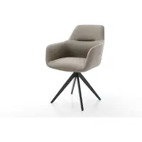 DELIFE Chaise-de-salle-à-manger Pejo-Flex cuir de vache couleur boue pied croisé angulaire noir ressorts ensachés