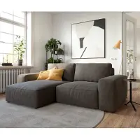 DELIFE Canapé d’angle Lanzo 230x155 cm microfibre brun kaki méridienne réversible