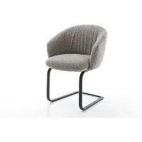 DELIFE Cantilever Caja-Flex avec accoudoirs bouclé gris argenté pied cantilever plat noir ressorts ensachés
