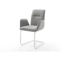 DELIFE Cantilever Vinja-Flex tissu structuré doux gris pied cantilever plat blanc