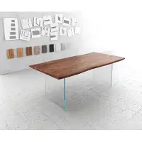 DELIFE Table-à-manger Edge 200x100 acacia marron verre Live-Edge