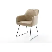 DELIFE Chaise-de-salle-à-manger Greg-Flex microvelours beige vintage pied trapèze noir ressorts ensachés