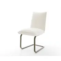 DELIFE Cantilever Lelio-Flex bouclé doux beige pied cantilever plat aspect titane resorts ensachés