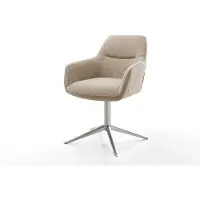 DELIFE Chaise-pivotante Pejo-Flex tissu mixte couleur boue pied de chaise 4 branches acier inoxydable brossé pivotement sur 360° fonction bascule ressorts ensachés