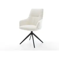 DELIFE Chaise-pivotante Zelia-Flex avec accoudoirs bouclé doux beige pied croisé large noir pivotement sur 360° fonction bascule resorts ensachés