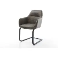 DELIFE Cantilever Pejo-Flex microvelours gris antique pied cantilever plat noir ressorts ensachés