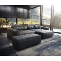 DELIFE Canapé d'angle Sirpio XL 270x170 cm Cuir synthétique Vintage Anthracite Recamiere variable avec Tabouret