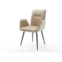 DELIFE Chaise-de-salle-à-manger Vinja-Flex microvelours beige vintage 4 pieds coniques noir