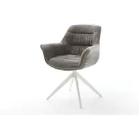 DELIFE Chaise-pivotante Kaira-Flex bouclé doux couleur boue pied croisé large blanc pivotement sur 360° fonction bascule