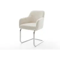 DELIFE Cantilever Greg-Flex peluche crème-blanc pied cantilever plat acier inoxydable resorts ensachés