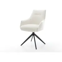 DELIFE Chaise-pivotante Alja-Flex avec accoudoirs bouclé doux beige pied croisé large noir pivotement sur 360° fonction bascule resorts ensachés