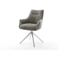 DELIFE Chaise-pivotante Alja-Flex avec accoudoirs bouclé doux couleur boue pied croisé large acier inoxydable pivotement sur 360° fonction bascule resorts ensachés