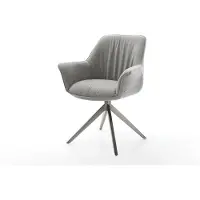 DELIFE Chaise-pivotante Keila-Flex avec accoudoirs tissu structuré doux gris pied croisé large grafiete pivotement sur 360° fonction bascule
