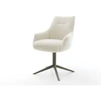 DELIFE Chaise-pivotante Alja-Flex avec accoudoirs tissu teddy beige pied de chaise 4 branches aspect titane pivotement sur 360° fonction bascule resorts ensachés