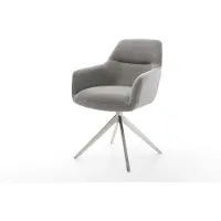 DELIFE Chaise-pivotante Pejo-Flex tissu structuré doux gris pied croisé large acier inoxydable pivotement sur 360° fonction bascule resorts ensachés