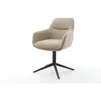 DELIFE Chaise-pivotante Pejo-Flex tissu mixte couleur boue pied de chaise 4 branches noir pivotement sur 360° fonction bascule ressorts ensachés