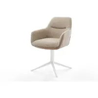 DELIFE Chaise-pivotante Pejo-Flex tissu mixte couleur boue pied de chaise 4 branches blanc pivotement sur 360° fonction bascule ressorts ensachés