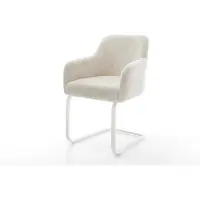 DELIFE Cantilever Greg-Flex peluche crème-blanc pied cantilever plat blanc resorts ensachés