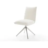 DELIFE Chaise-pivotante Lelio-Flex bouclé doux beige pied croisé large acier inoxydable pivotement sur 360° fonction bascule resorts ensachés