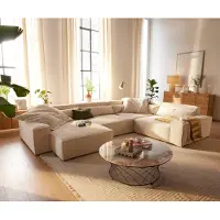 DELIFE Canapé panoramique Sirpio XL 360x260 cm Velours côtelé Beige Recamiere variable