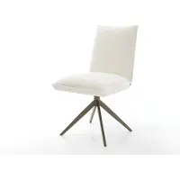 DELIFE Chaise-pivotante Lelio-Flex bouclé doux beige pied croisé large aspect titane pivotement sur 360° fonction bascule resorts ensachés