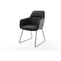 DELIFE Chaise-de-salle-à-manger Pejo-Flex cuir de vache noir pied trapèze noir ressorts ensachés