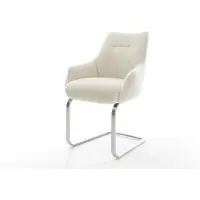 DELIFE Cantilever Alja-Flex avec accoudoirs tissu teddy beige pied cantilever plat acier inoxydable resorts ensachés