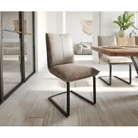 DELIFE Cantilever Lelio-Flex microvelours taupe vintage pied cantilever plat noir ressorts ensachés